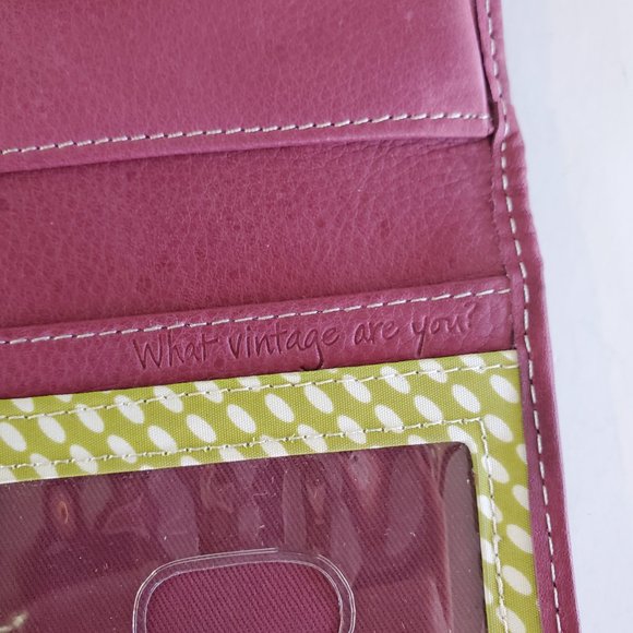 ❌️Vintage Fossil Whtie Floral Leather Snap Wallet Green Maroon Purple Y2K NWOT - Picture 4 of 10